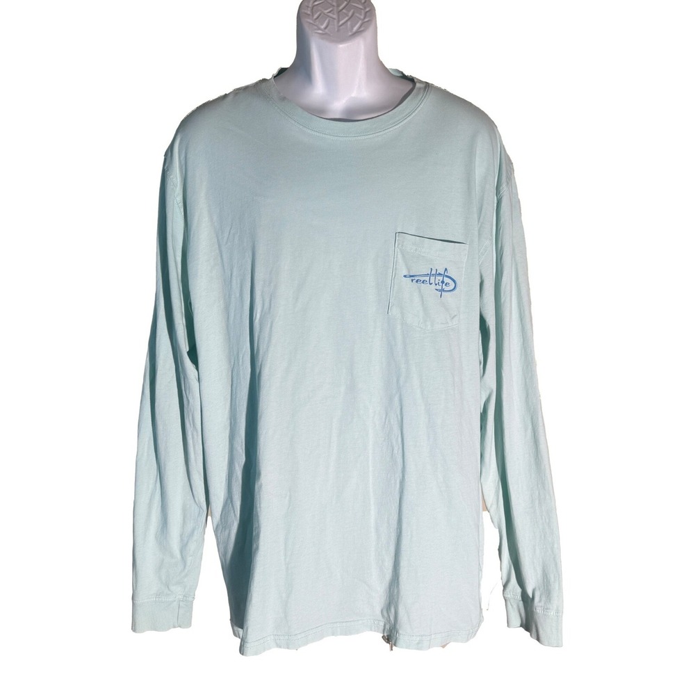 REEL LIFE Men's Long Sleeve Pull-Over Crew Neck Fishing T-Shirt Green XL